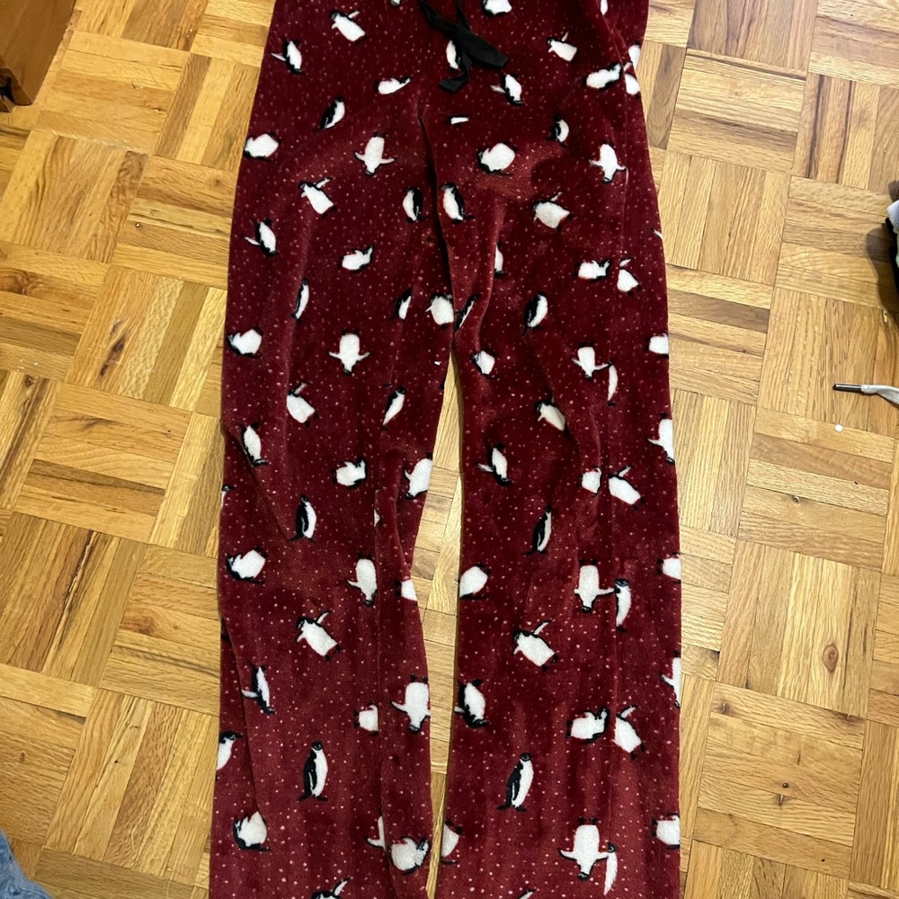 Kids Red Penguin Print Pajama Pants